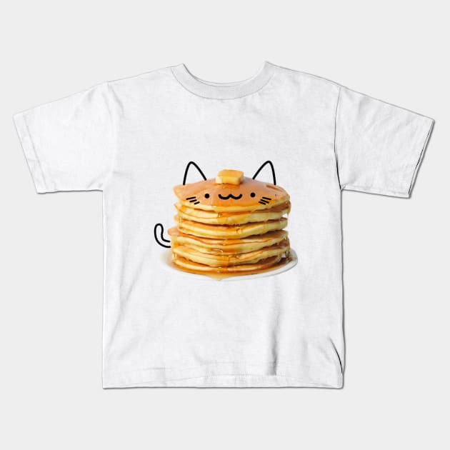 Cat Pancake Kids T-Shirt by Senecio Serpenso